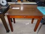 Wood desk, one drawer no contents.