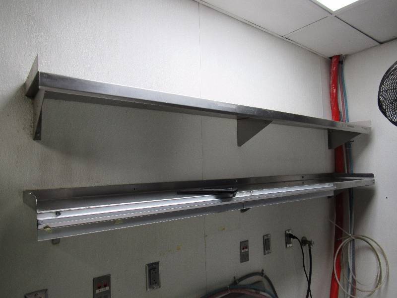 lot 4154 image: Pair Of Stainless Wall Mount Shelves