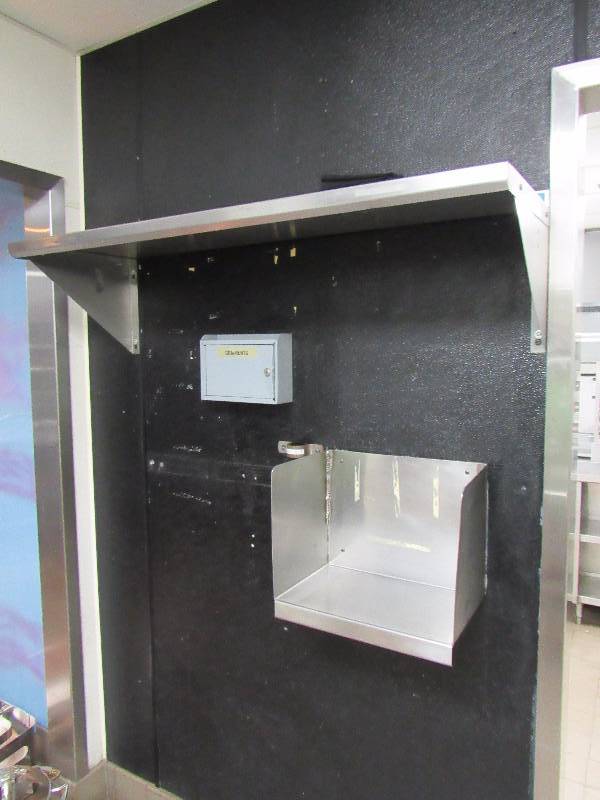 lot 4156 image: Pair Of Stainless Wall Mount Shelves With Stainless Wall Mount Printer Station