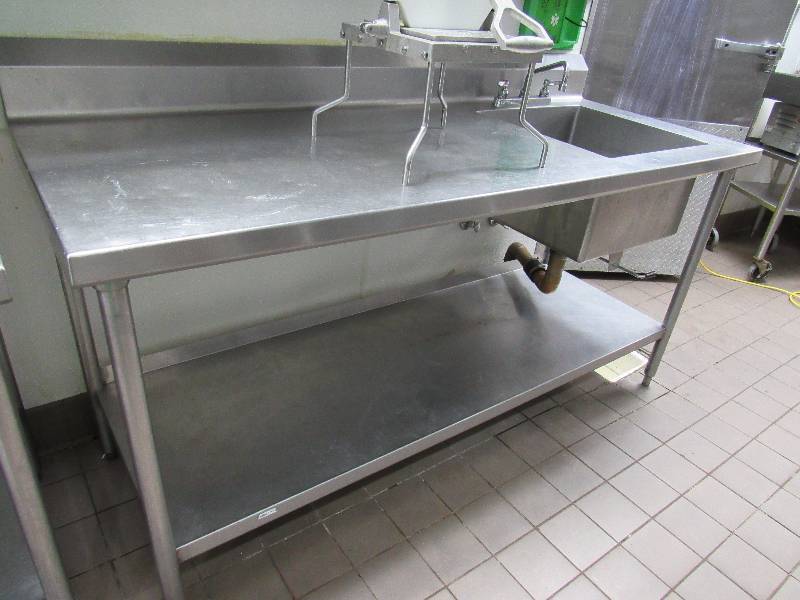 lot 4210 image: Fully Stainless Work Top Table With Built In Large Capacity Sink