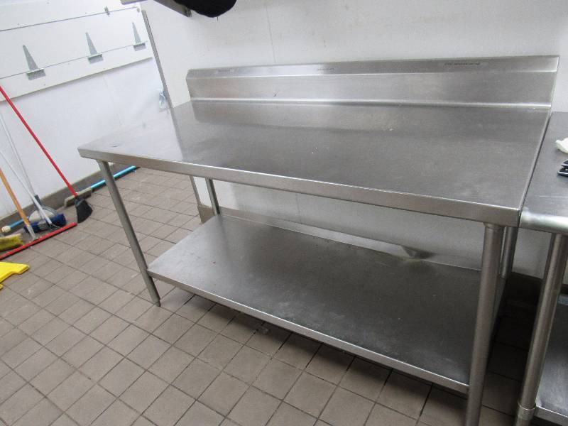 lot 4216 image: Fully Stainless Work Top Table With Backsplash