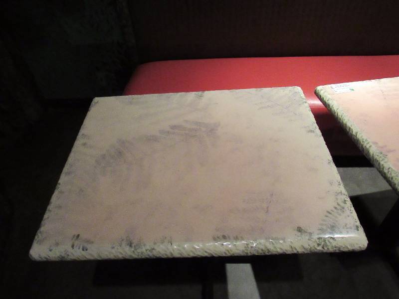 lot 4282I image: 24 X 30 Hard Laminate Top Single Metal Base Table