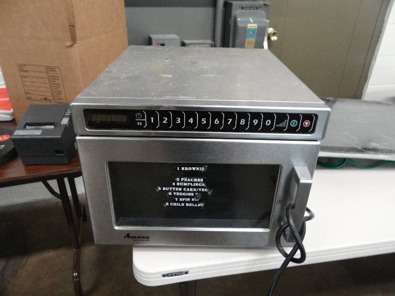 lot 1508 image: Amana Heavy Duty Stainless Steel Microwave