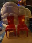 Pair of Wooden Framed Red Vinyl Padded Chairs