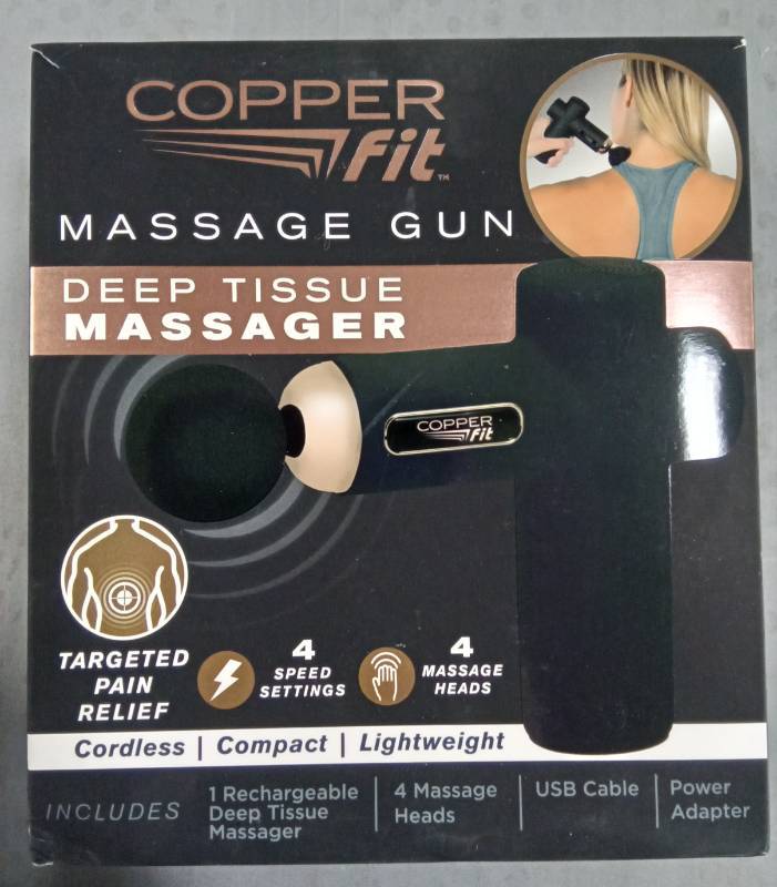 Copper Fit Percussion Massage Gun w/ 4 attachments, Cordless