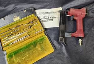 lot 220 image: Central Pneumatic 18ga Air Brad Nailer (Model 42528) and Antique Drafting Tool Set