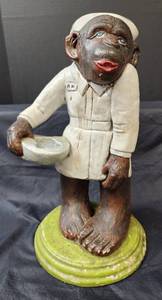 lot 116 image: Vintage Plaster RN Chimp Painted Statue with Bedpan
