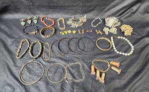 lot 143 image: Bracelets and Earrings (Includes Rare Unusual Vintage Cutex Lipstick Bracelet)