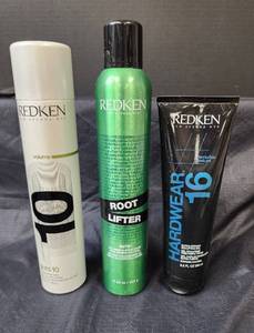lot 147 image: Brand New Redkin Hair Products (Root Lifter Guts Foam Spray, Guts Volume Foam Spray, and Hardware 16 Super Strong Sculpting Gel)