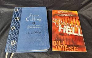 lot 159 image: New Jesus Calling Devotional by Sarah Young and New 23-Minutes in Hell by Bill Wiese