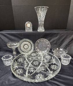 lot 177 image: Waterford Crystal Clock, Vase, and Glassware