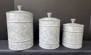 lot 178 image: Galvanized Canister Set