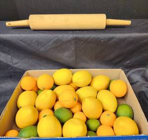 lot 181 image: Faux Fruit and Rolling Pin