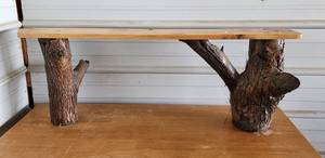 lot 19 image: Wooden Stump Bench 45x7x16