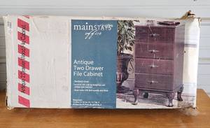 lot 21 image: NIB Mainstays Office Antique Two Drawer File Cabinet 16.5x15.75x32.25