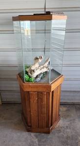lot 23 image: Hexagon Aquarium on Stand 22x53