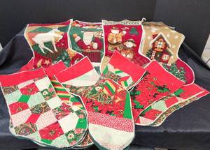 lot 296 image: Christmas Stocking Material Cutouts with Batting (Ready to Sew)