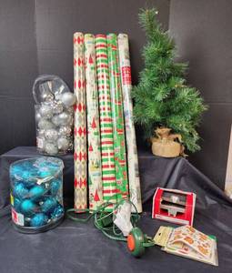 lot 325 image: Christmas Bulbs, New Wrapping Paper, and More