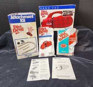 lot 356 image: Dirt Devil Hand Vac, Bags, and Attachment Kit