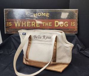 lot 378 image: Small Dog Carrier and Dog Poster