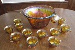 Carnival/Monkey Glass Punch Bowl with Glasses