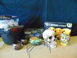 (14) ct. lot Halloween decor; skull, lanterns, candle holders, spider and more!