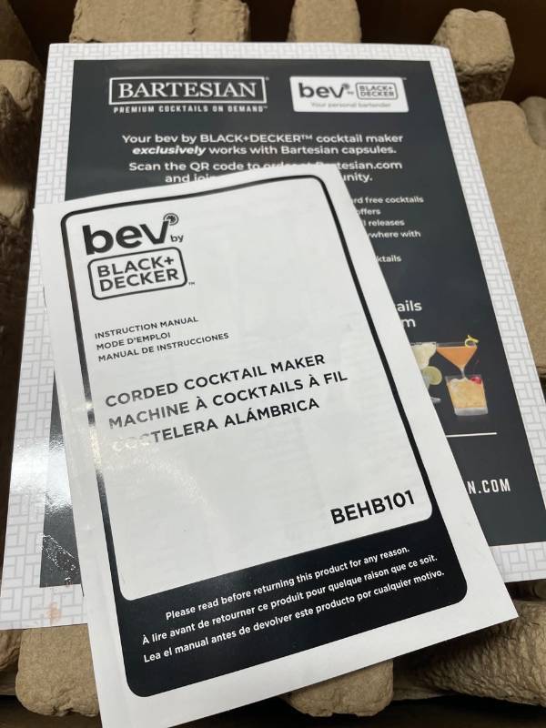 Black & Decker BEHB101 bev Cocktail Maker - BLK New IN BOX