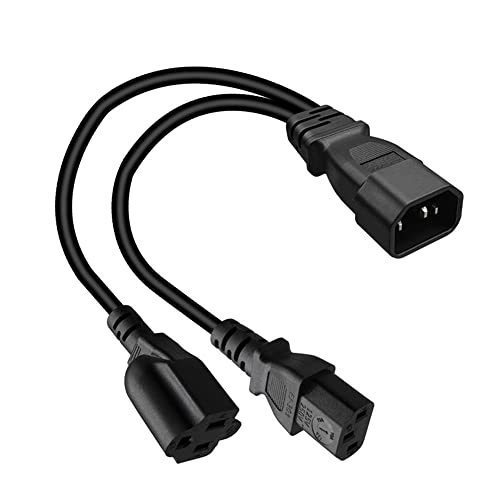lot 1050 image: Toptekits C14 to C13NEMA 5-15R Y Splitter Power Plug Cord,Single IEC 320 C14 Male to C13Nema 5-15R Female Splitter Adapter Cable Cord(C14 to C135-15R 1ft) Retail $11.50