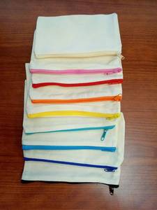 lot 1223 image: Canvas Zipper Pouch Bags Pencil Pouch Cosmetic Makeup Bag Rainbow Set of 10 Retail $9.99