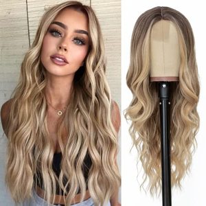 lot 1188 image: Long Ombre Blonde Wavy Wig for Women 26 Inch Middle Part Curly Wavy Wig Natural Looking Synthetic Heat Resistant Fiber Wig for Daily Party Use (Ombre Blonde) Retail $36.28