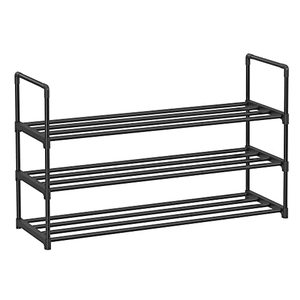 lot 1118 image: Shoe Rack, 3 Tier Shoe Organizer, Metal Shoe Storage Shelf for 15 Pairs of Shoes, Easy to Assemble, Entryway, Black ULSA303B02 Retail 19.99