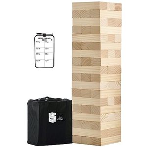 lot 1125 image: Large Tower Outdoor Games Wood Stacking Games Includes Scoresheet and Carry Bag - 54 Blocks Retail $49.99