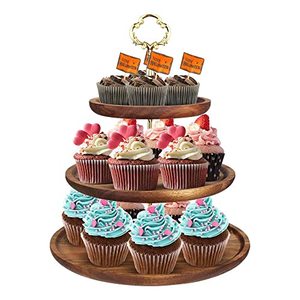 lot 1169 image: Large 3 Tier Wood Cupcake Stand Serving Tray Wooden Rustic Cake Stand for 24 Cupcakes (71012) Retail 30.40