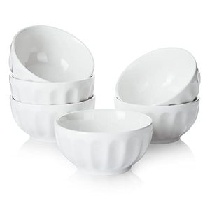 lot 1162 image: 131.001 Porcelain Mini Fluted Bowls - 5 Ounce for Dipping Sauces, Small Side Dishes - Set of 6, White Retail $16.48