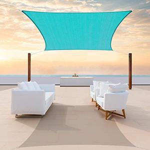 lot 1006 image: 10 x 10 Turquoise Square Sun Shade Sail Canopy Awning Fabric Cloth Screen - UV Block UPF50 UV Block UPF50 Heavy Duty Commercial Grade - Outdoor Patio Carport Retail $46.99