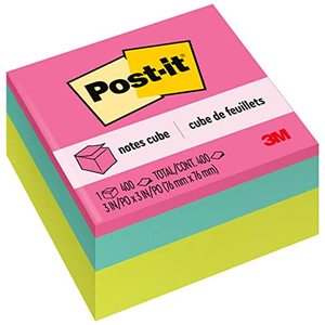 lot 1008 image: 3 Packs Post-it� Notes Cube, 1200 Total Notes, 3 x 3, Bright Colors Retail $29.97