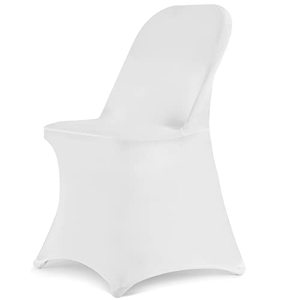 lot 1026 image: Stretch Spandex Folding Chair Covers 30PCS Universal Fitted Chair Cover Protector Elastic Chair Cover(White 30PCS) Retail $60.99