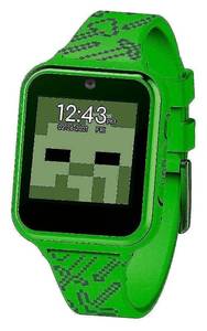 lot 1032 image: Accutime Kids Microsoft Minecraft Green Educational Touchscreen Smart Watch Toy for Boys, Girls, Toddlers - Selfie Cam, Learning Games, Alarm, Calculator, Pedometer & More (Model MIN4045AZ) Retail $34.99