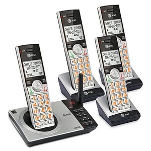 lot 1033 image: AT&T CL82407 DECT 6.0 4-Handset Cordless Phone for Home with Answering Machine, Call Blocking, Caller ID Announcer, Intercom and Long Range, Silver Retail $109.99