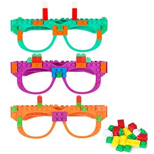 lot 1034 image: 4 Pairs DIY Building Bricks Glasses Building Blocks Games for Kids Creative Building Block Birthday Party Favors, Carnival Party Games Supplies Retail $14.99