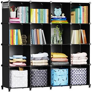 lot 1053 image: HOMIDEC Cube Storage Organizer 16-Cube Storage Shelf for Garment Racks, Closet Organizers with Metal Hammer, Bookshelf for Kids, (48.4 L x 12.2 W x 48.4 H Inches),Black Retail $59.99