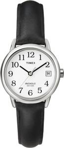 lot 1056 image: Timex Womens Easy Reader 25mm Watch Silver-Tone Case White Dial with Black Leather Strap Retail $50.00