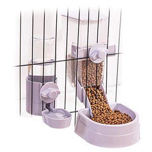 lot 1130 image: Rabbit Food and Water Bowls Set, Automatic Bunny Feeder Food Dish Small Animal Bin Feeder with Lid for Bunny Cat Ferret Chinchilla Guinea Pig Retail $30.40