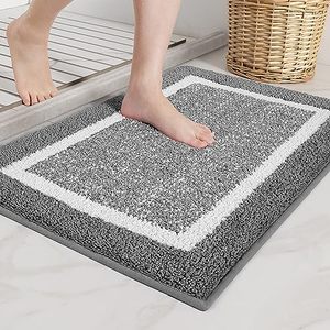 lot 1137 image: Dark Grey Bathroom Rugs - Absorbent, Non Slip, Soft, Washable, Quick Dry, 24x36 Small Grey and White Bath Mats for Bathroom, Microfiber Shower Mat Bath Rug Bathroom Carpet Retail $29.99
