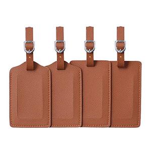 lot 1138 image: Luggage Tag Leather Identifiers Travel Tags for Suitcase,Bag Tags with Name Card Holder-Set of 4(Brown) Retail $11.99