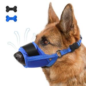 lot 1143 image: Dog Muzzle, Breathable Soft Pet Muzzle for Large Dogs Anti Biting Barking Chewing, No Bark Air Mesh Dog Muzzle with Reflective & Adjustable Strap for Small Medium Large Sized Dog Blue-S Retail $10.50