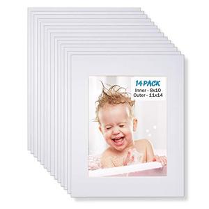lot 1144 image: 11x14 White Picture Mats Pack of 14, Frame Mattes for 8x10 Pictures, Acid Free, 1.2mm Thickness, with Core Bevel Cut Retail $13.99