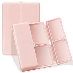 lot 1145 image: Daily Pill Organizer, 7 Compartments Portable Travel Pill Case Folding DesignPill Box for Purse Pocket to Hold Vitamins,Cod Liver Oil,Supplements and Medication-Pink Retail $11.98
