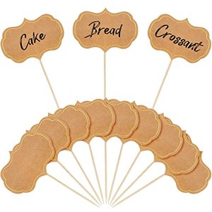 lot 1151 image: 50 Pieces Cheese Markers for Charcuterie Board Buffet Labels Food Tags Blank Toothpick Flags Appetizer Signs Chalkboard Cupcake Toppers Picks for Wedding Birthday Party Decorations (Brown) Retail $9.99