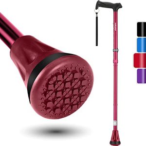 lot 1160 image: Walking Cane - Foldable, Adjustable, Collapsible Walking Canes for Men & Women, Pivot Tip, with Travel Bag  Walking Sticks for Seniors & Adults Passion Red Retail $29.99